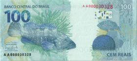 Brasilien / Brazil P.257a 100 Reais 2010 (1) AA 000030328 