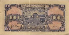 China P.J032b 1000 Yuan 1944 (2+) 