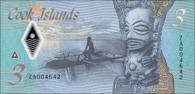 Cook Inseln / Cook Islands P.11 3 Dollars (2021) ZA Ersatznote Polymer (1) 