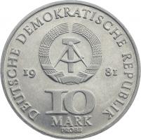 DDR 10 Mark 1981 PROBE 700 Jahre Münzprägung in Berlin sog. Guldenprobe lose 