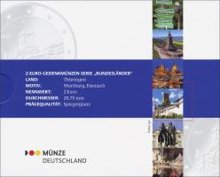 Deutschland 2-Euro-Sammlermünzenset 2022 Thüringen (Wartburg, Eisenach) PP 