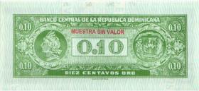 Dom. Republik/Dominican Republic P.086s 10 Centavos Oro (1961) (1) 