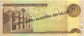 Dom. Republik/Dominican Republic P.169s1 20 Pesos Oro 2001 SPECIMEN (1) 