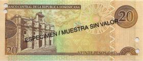 Dom. Republik/Dominican Republic P.169s4 20 Pesos Oro 2004 SPECIMEN (1) 