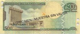 Dom. Republik/Dominican Republic P.172s1 500 Pesos Oro 2002 SPECIMEN (1) 