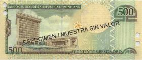Dom. Republik/Dominican Republic P.172s2 500 Pesos Oro 2003 SPECIMEN (1) 