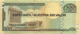 Dom. Republik/Dominican Republic P.179s 500 Pesos Oro 2006 SPECIMEN (1) 