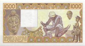 West-Afr.Staaten/West African States P.107Ai 1000 Francs 1989 (1) 