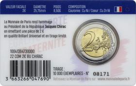 Frankreich 2 Euro 2022 Jaques Chirac Coincard 