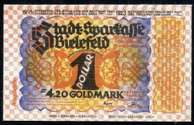 Bielefeld GP.50 4,20 Goldmark = 1 Dollar 1923 Leinen (1) 