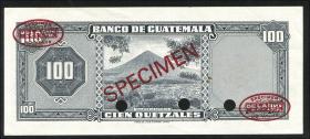 Guatemala P.057s 100 Quetzales (1965-70) Specimen (1/1-) 