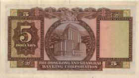 Hongkong P.181a 5 Dollars 1960 (2) 