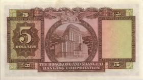 Hongkong P.181c 5 Dollars 1967 (1) 