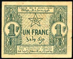 Marokko / Morocco P.42 1 Franc 1944 (2) 