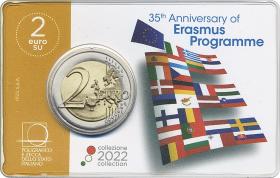 Italien 2 Euro 2022 Gemeinschaftsausgabe "35 Jahre Erasmus-Programm" Coincard 