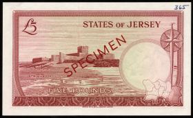 Jersey P.09as 5 Pounds (1963) Specimen (1) Serie A 