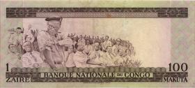Kongo / Congo P.012a 1 Zaire = 100 Makuta 1967 (3) 