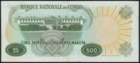 Kongo / Congo P.013b 5 Zaires = 500 Makuta 1.9.1968 (2) 