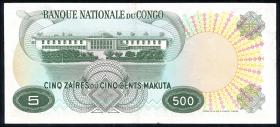 Kongo / Congo P.013b 5 Zaires = 500 Makuta 1.9.1968 (2+) 