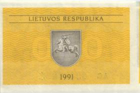 Litauen / Lithuania P.29a 0,10 Talonas 1991 Eckrand aus Bogen (1) 