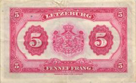 Luxemburg / Luxembourg P.43b 5 Francs (1944) (3+) 