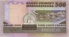 Madagaskar P.71b 500 Francs = 100 Ariay (1988-93) (1) 