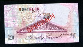 Nordirland / Northern Ireland P.199bs 20 Pounds 1999 (1) Specimen 