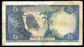 Rhodesien & Nyasaland P.22b 5 Pounds 1961 (3-) 