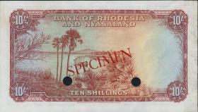 Rhodesien & Nyasaland P.20s 10 Shillings 1956 Specimen (1-) 