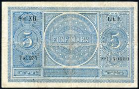 R.001: 5 Mark Reichskassenschein 1874 (3-) 