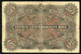 R.902c: Deutsch-Ostafrika 50 Rupien 1905 4-stellig (3-) 
