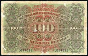 R.903b: Deutsch-Ostafrika 100 Rupien 1905 (4-) 