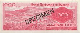 Ruanda / Rwanda P.10s 1.000 Francs 1974 Specimen (1) 