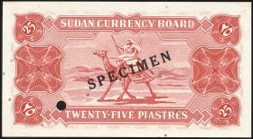 Sudan P.01Bs 25 Piaster 1956 Specimen (1) 
