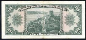 Türkei / Turkey P.149 100 Lira 1930 (1947) (3) 