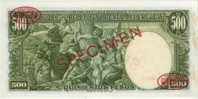 Uruguay P.040cs 500 Pesos L. 1939 (2) Specimen 