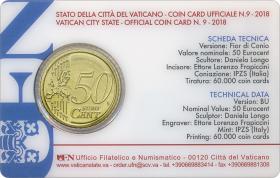 Vatikan 50 Cents 2018 Coincard No.9 