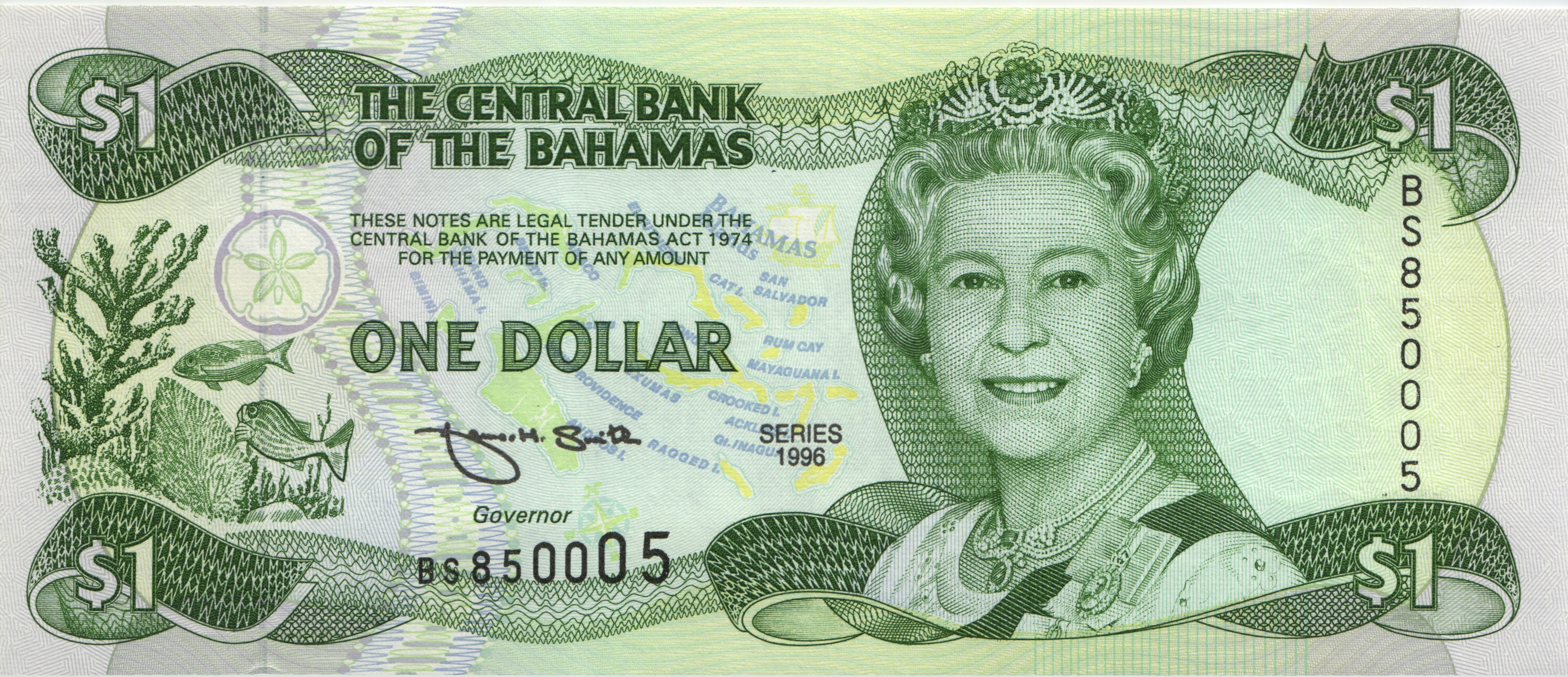 Купюра 1996. Иностранные деньги. Багамы 1.2 доллара. Купюры Багамских островов. 1 Доллар Багамы банкнота.