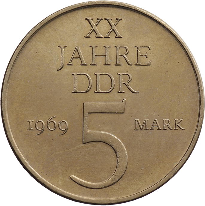 DDR 5 Mark 1969 XX Jahre DDR