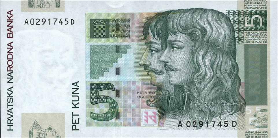 Croatia P-37 5 Kuna Year 2001 Uncirculated Banknotes Europe 