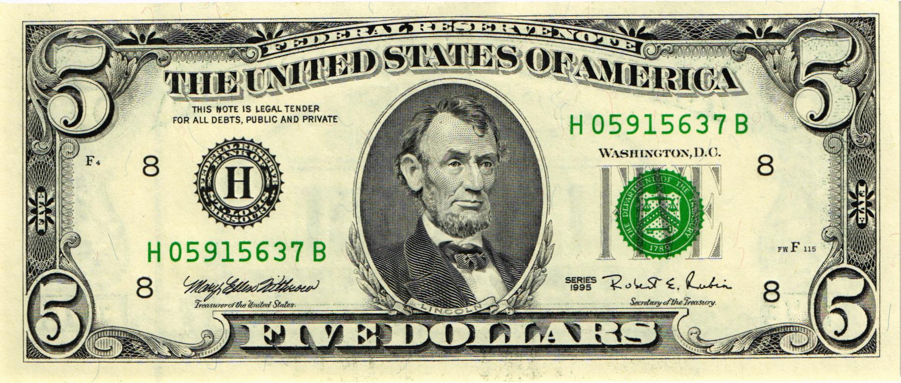 40 долларов сша в рубли. Купюра 5 долларов США. Avraam Lincoln Dollar. Линкольн на 5 долларовой купюре.